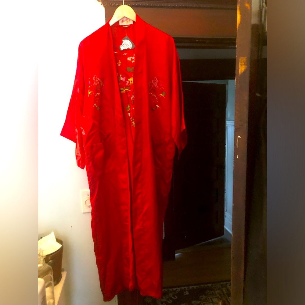 Silk silver lake traditional robe with embroidery-
Sz M